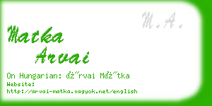 matka arvai business card